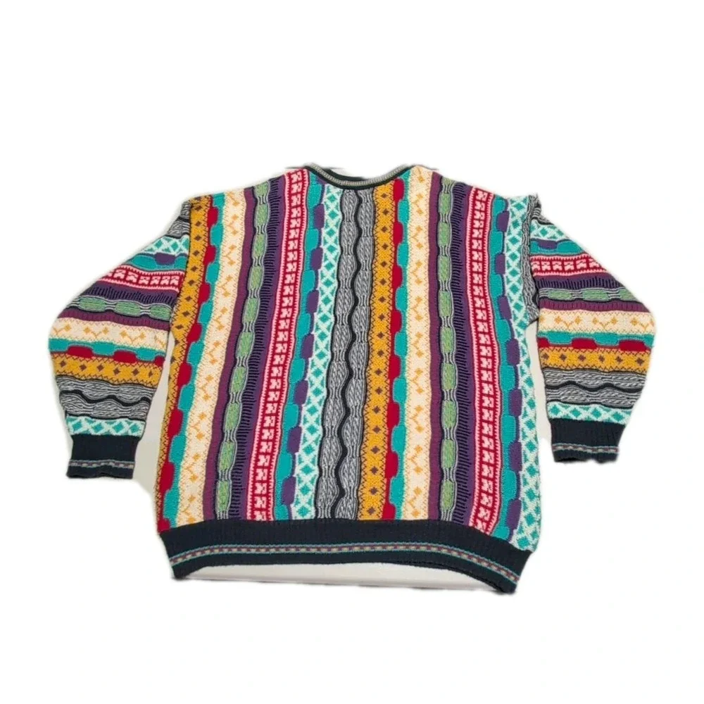 Vintage John Henry Sweater 3d Knit Coogi Style Men L  Notorious BIG Pullover
